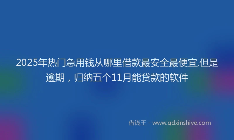2025年热门急用钱从哪里借款最安全最便宜,但是逾期，归纳五个11月能贷款的软件