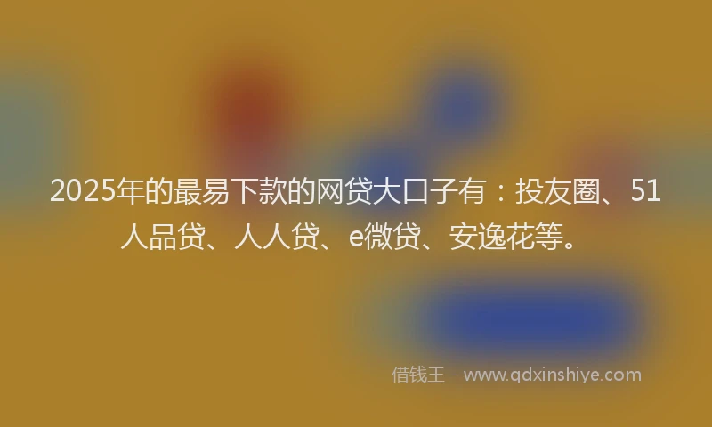 2025年的最易下款的网贷大口子有：投友圈、51人品贷、人人贷、e微贷、安逸花等。