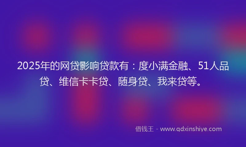 2025年的网贷影响贷款有：度小满金融、51人品贷、维信卡卡贷、随身贷、我来贷等。