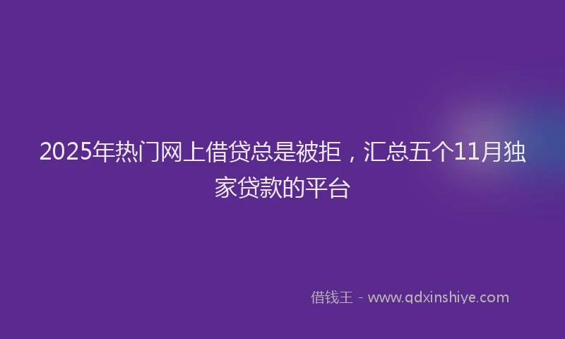 2025年热门网上借贷总是被拒，汇总五个11月独家贷款的平台