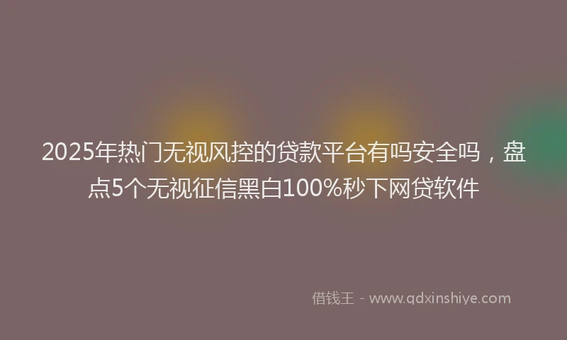 2025年热门无视风控的贷款平台有吗安全吗，盘点5个无视征信黑白100%秒下网贷软件