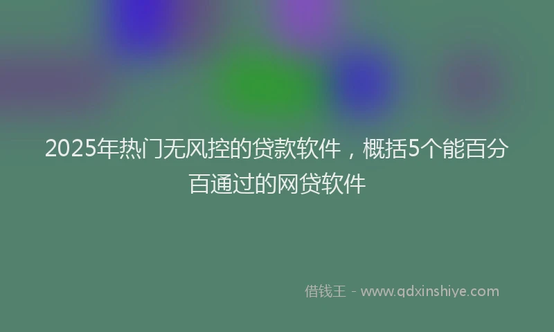 2025年热门无风控的贷款软件，概括5个能百分百通过的网贷软件