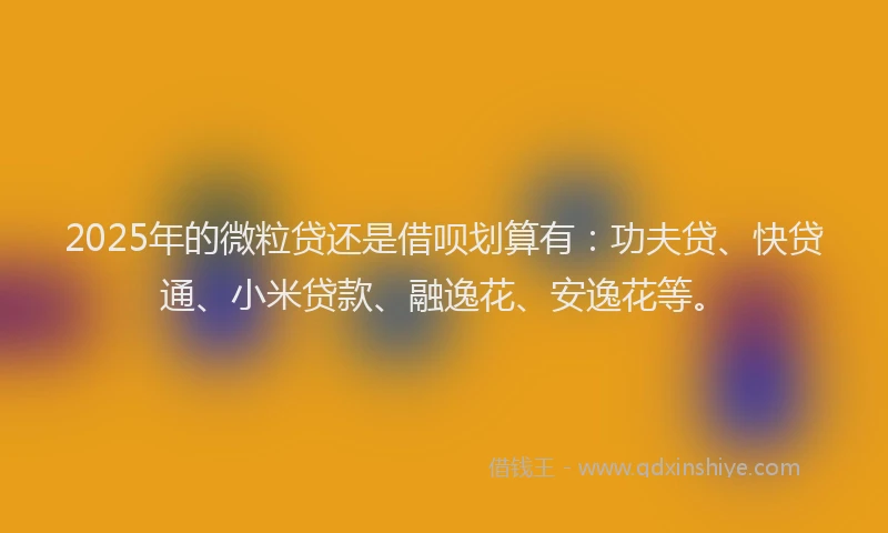 2025年的微粒贷还是借呗划算有：功夫贷、快贷通、小米贷款、融逸花、安逸花等。