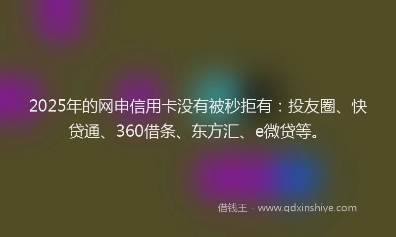 2025年的网申信用卡没有被秒拒有：投友圈、快贷通、360借条、东方汇、e微贷等。