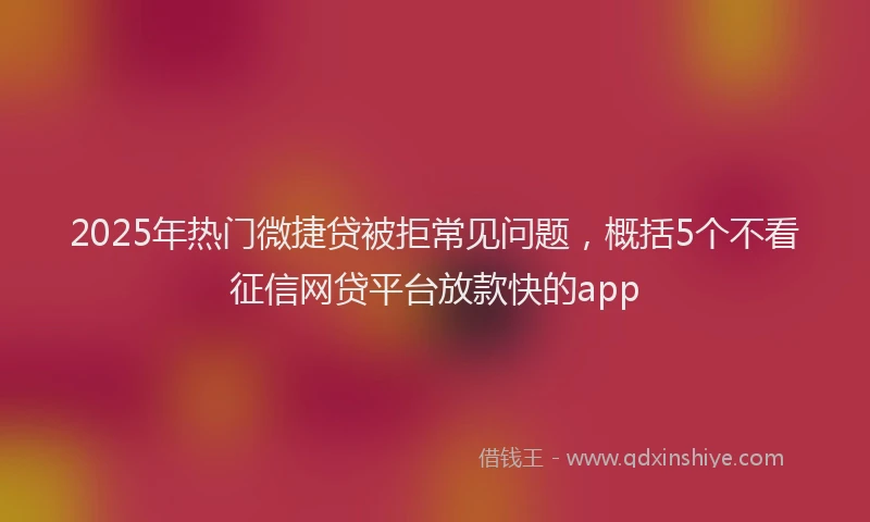 2025年热门微捷贷被拒常见问题，概括5个不看征信网贷平台放款快的app