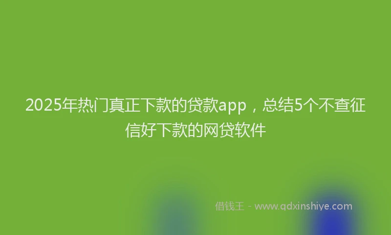 2025年热门真正下款的贷款app，总结5个不查征信好下款的网贷软件
