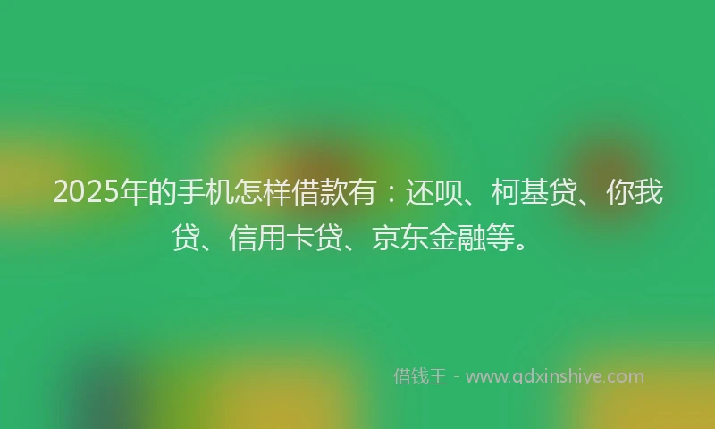 2025年的手机怎样借款有：还呗、柯基贷、你我贷、信用卡贷、京东金融等。