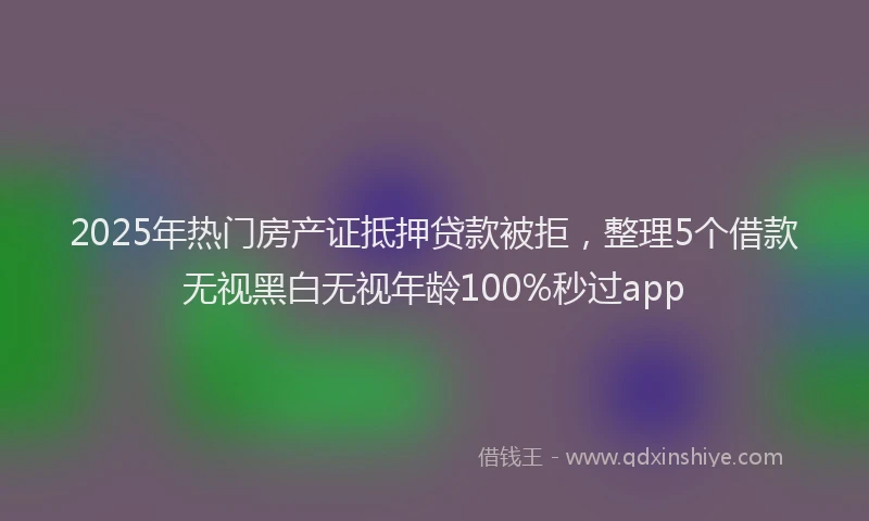 2025年热门房产证抵押贷款被拒，整理5个借款无视黑白无视年龄100%秒过app