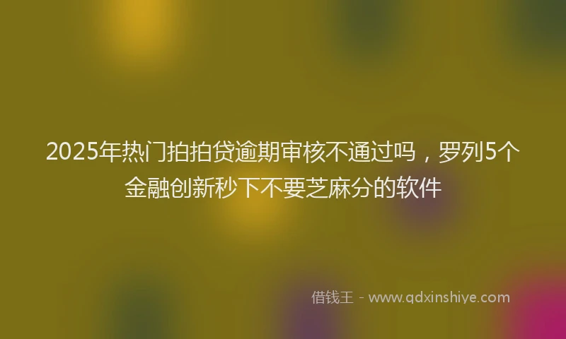 2025年热门拍拍贷逾期审核不通过吗，罗列5个金融创新秒下不要芝麻分的软件