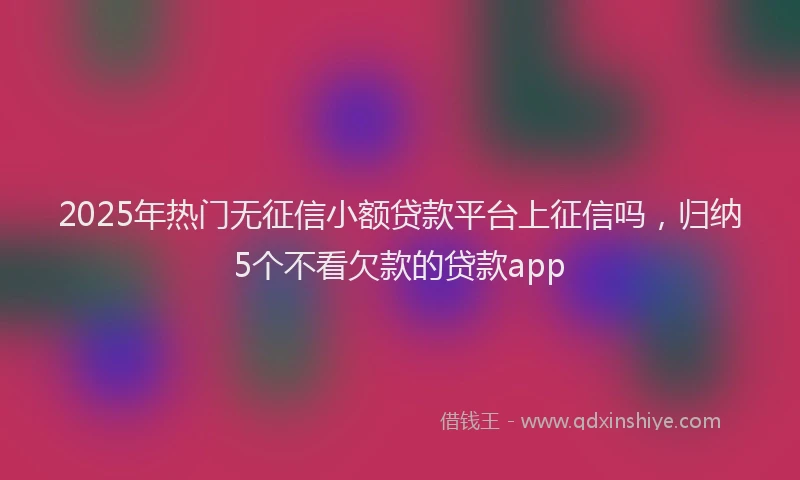 2025年热门无征信小额贷款平台上征信吗，归纳5个不看欠款的贷款app