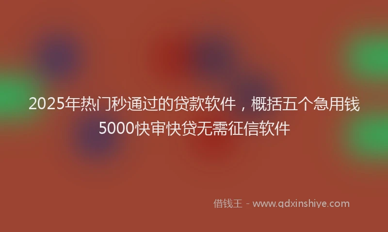 2025年热门秒通过的贷款软件，概括五个急用钱5000快审快贷无需征信软件