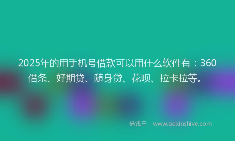 2025年的用手机号借款可以用什么软件有：360借条、好期贷、随身贷、花呗、拉卡拉等。