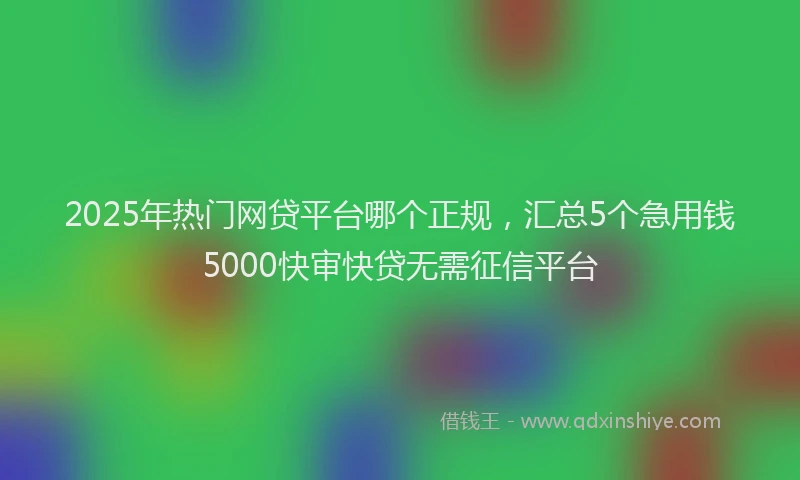 2025年热门网贷平台哪个正规，汇总5个急用钱5000快审快贷无需征信平台