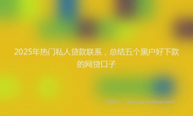 2025年热门私人贷款联系，总结五个黑户好下款的网贷口子
