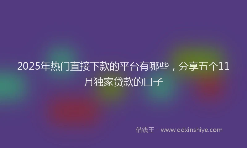 2025年热门直接下款的平台有哪些，分享五个11月独家贷款的口子