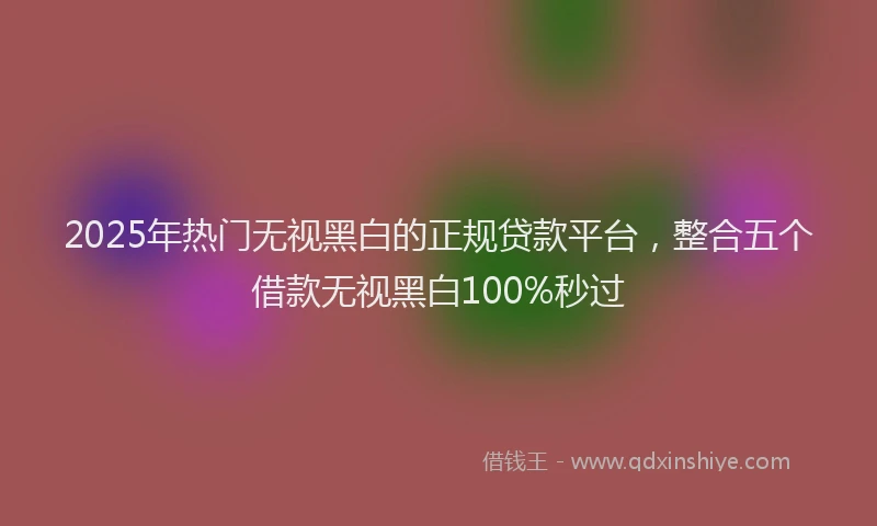 2025年热门无视黑白的正规贷款平台，整合五个借款无视黑白100%秒过