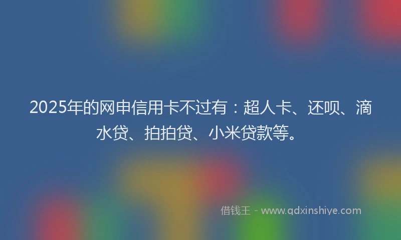 2025年的网申信用卡不过有：超人卡、还呗、滴水贷、拍拍贷、小米贷款等。