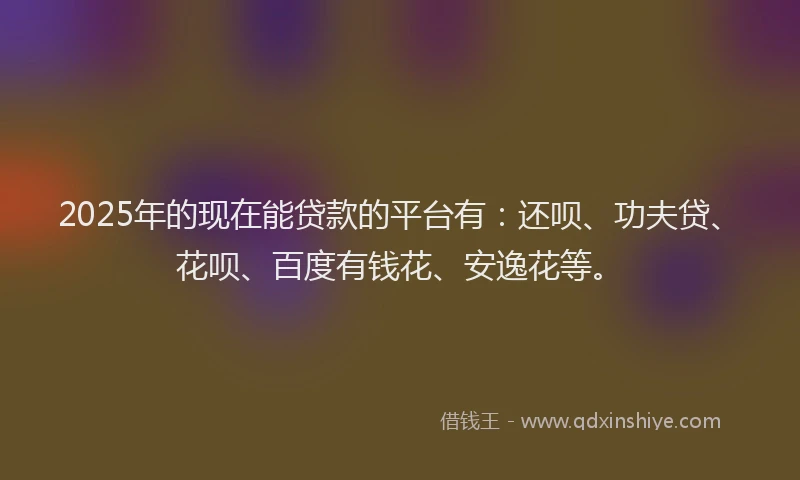 2025年的现在能贷款的平台有：还呗、功夫贷、花呗、百度有钱花、安逸花等。