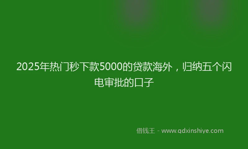 2025年热门秒下款5000的贷款海外，归纳五个闪电审批的口子