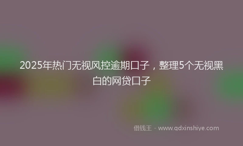 2025年热门无视风控逾期口子，整理5个无视黑白的网贷口子