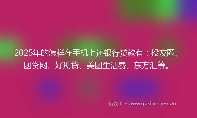 2025年的怎样在手机上还银行贷款有：投友圈、团贷网、好期贷、美团生活费、东方汇等。