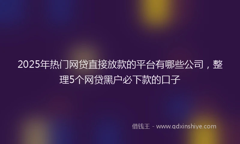 2025年热门网贷直接放款的平台有哪些公司，整理5个网贷黑户必下款的口子