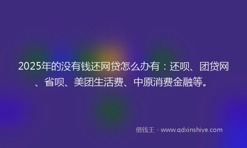 2025年的没有钱还网贷怎么办有：还呗、团贷网、省呗、美团生活费、中原消费金融等。
