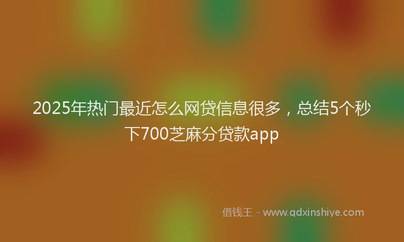 2025年热门最近怎么网贷信息很多，总结5个秒下700芝麻分贷款app