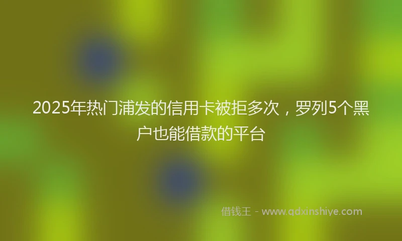 2025年热门浦发的信用卡被拒多次，罗列5个黑户也能借款的平台