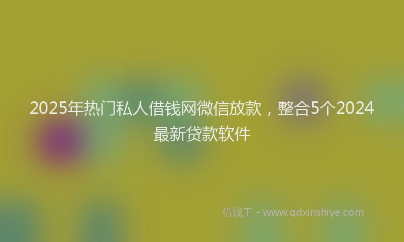 2025年热门私人借钱网微信放款，整合5个2024最新贷款软件