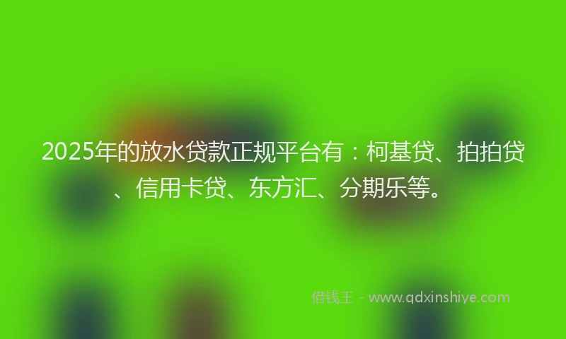 2025年的放水贷款正规平台有：柯基贷、拍拍贷、信用卡贷、东方汇、分期乐等。