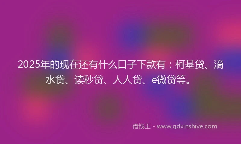 2025年的现在还有什么口子下款有：柯基贷、滴水贷、读秒贷、人人贷、e微贷等。