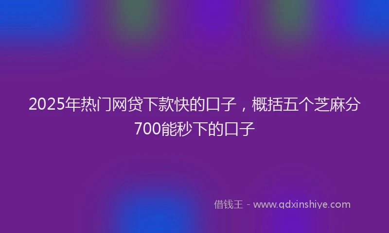 2025年热门网贷下款快的口子，概括五个芝麻分700能秒下的口子