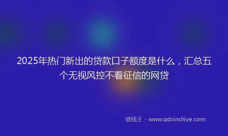 2025年热门新出的贷款口子额度是什么，汇总五个无视风控不看征信的网贷
