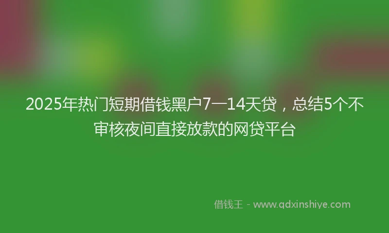2025年热门短期借钱黑户7一14天贷，总结5个不审核夜间直接放款的网贷平台
