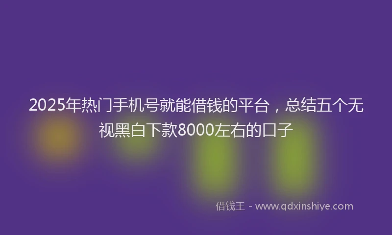 2025年热门手机号就能借钱的平台，总结五个无视黑白下款8000左右的口子