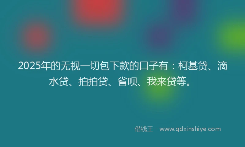 2025年的无视一切包下款的口子有：柯基贷、滴水贷、拍拍贷、省呗、我来贷等。
