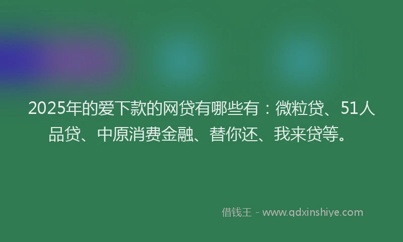 2025年的爱下款的网贷有哪些有：微粒贷、51人品贷、中原消费金融、替你还、我来贷等。
