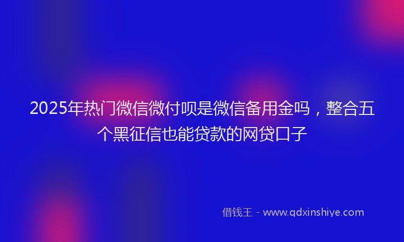 2025年热门微信微付呗是微信备用金吗，整合五个黑征信也能贷款的网贷口子