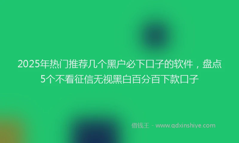 2025年热门推荐几个黑户必下口子的软件，盘点5个不看征信无视黑白百分百下款口子
