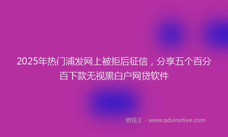 2025年热门浦发网上被拒后征信，分享五个百分百下款无视黑白户网贷软件
