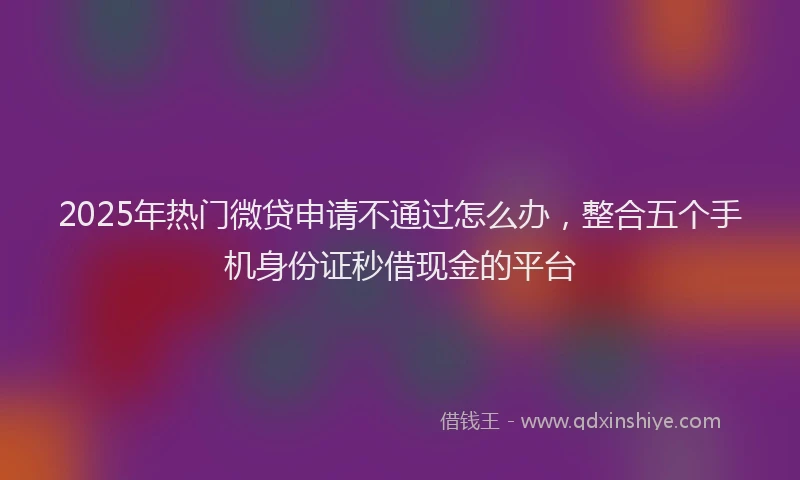 2025年热门微贷申请不通过怎么办，整合五个手机身份证秒借现金的平台