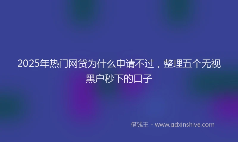 2025年热门网贷为什么申请不过，整理五个无视黑户秒下的口子