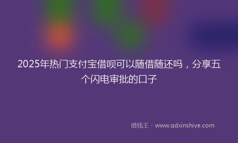 2025年热门支付宝借呗可以随借随还吗，分享五个闪电审批的口子