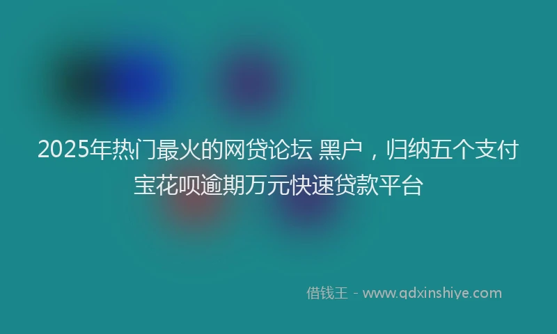 2025年热门最火的网贷论坛 黑户，归纳五个支付宝花呗逾期万元快速贷款平台