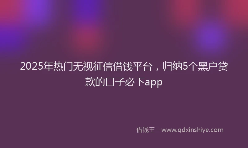 2025年热门无视征信借钱平台，归纳5个黑户贷款的口子必下app