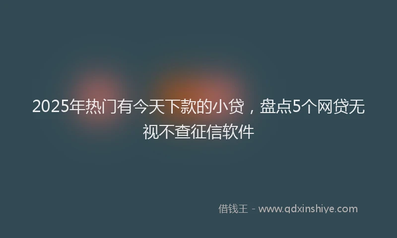 2025年热门有今天下款的小贷，盘点5个网贷无视不查征信软件
