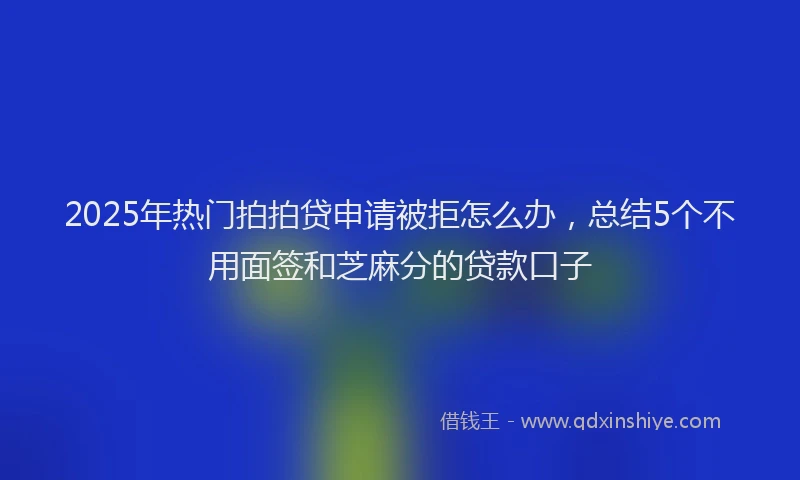 2025年热门拍拍贷申请被拒怎么办，总结5个不用面签和芝麻分的贷款口子