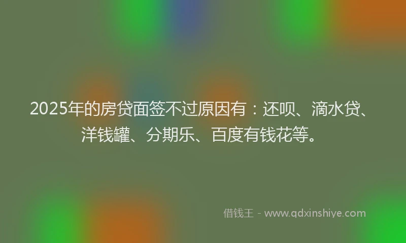 2025年的房贷面签不过原因有：还呗、滴水贷、洋钱罐、分期乐、百度有钱花等。