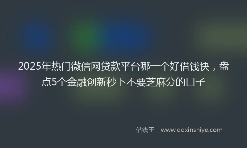 2025年热门微信网贷款平台哪一个好借钱快，盘点5个金融创新秒下不要芝麻分的口子